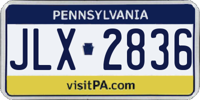 PA license plate JLX2836