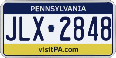 PA license plate JLX2848