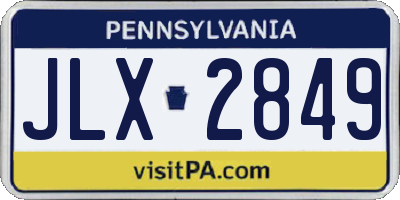 PA license plate JLX2849