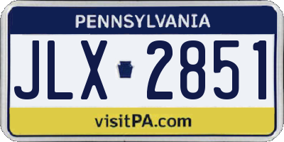 PA license plate JLX2851