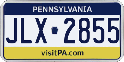 PA license plate JLX2855