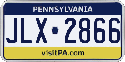 PA license plate JLX2866
