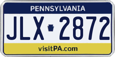 PA license plate JLX2872
