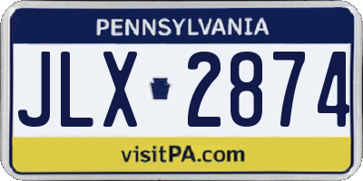 PA license plate JLX2874