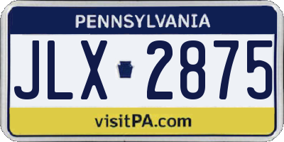 PA license plate JLX2875