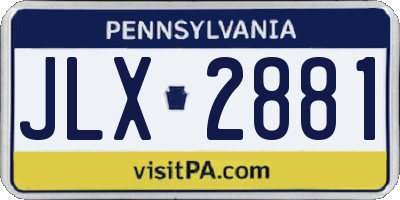 PA license plate JLX2881