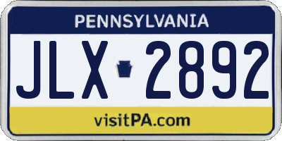 PA license plate JLX2892