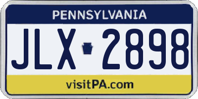 PA license plate JLX2898
