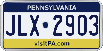 PA license plate JLX2903