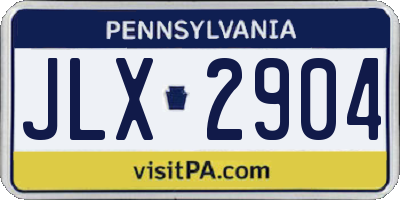 PA license plate JLX2904