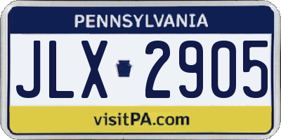 PA license plate JLX2905