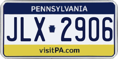 PA license plate JLX2906