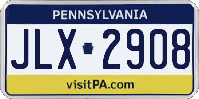 PA license plate JLX2908