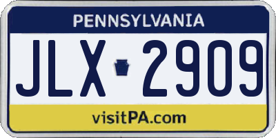 PA license plate JLX2909
