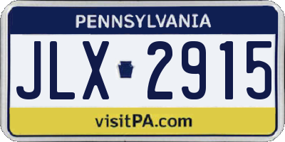 PA license plate JLX2915