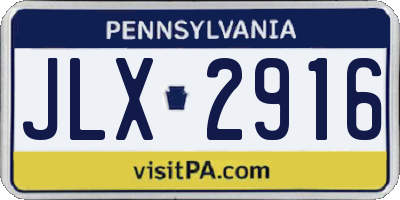 PA license plate JLX2916