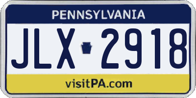 PA license plate JLX2918