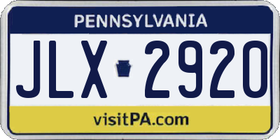 PA license plate JLX2920