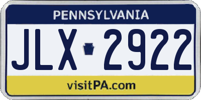 PA license plate JLX2922