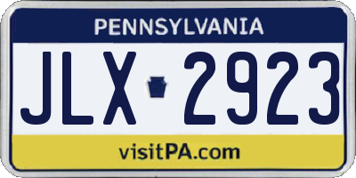 PA license plate JLX2923