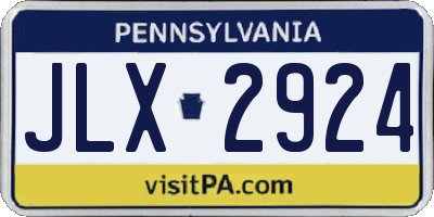 PA license plate JLX2924
