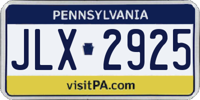 PA license plate JLX2925