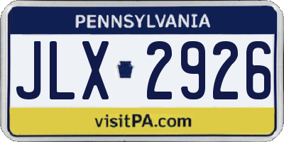 PA license plate JLX2926