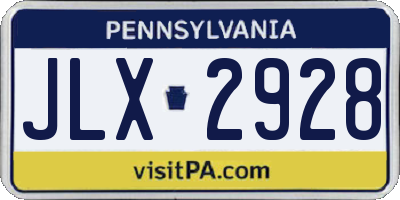 PA license plate JLX2928