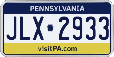 PA license plate JLX2933