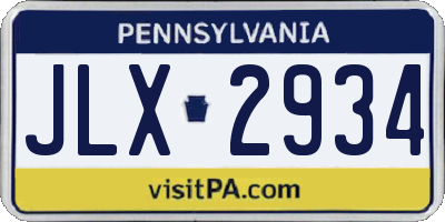 PA license plate JLX2934