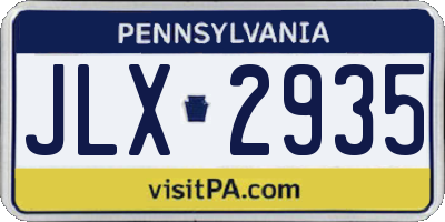 PA license plate JLX2935