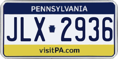 PA license plate JLX2936