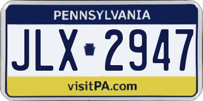 PA license plate JLX2947