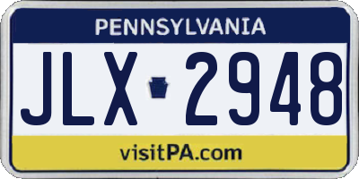 PA license plate JLX2948