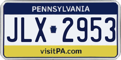 PA license plate JLX2953