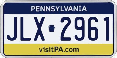 PA license plate JLX2961