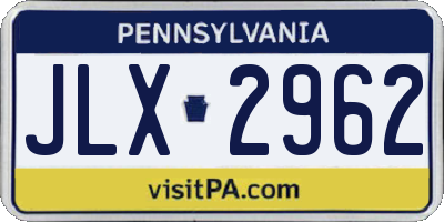 PA license plate JLX2962