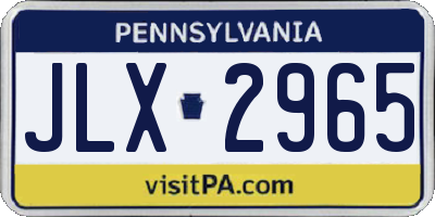 PA license plate JLX2965