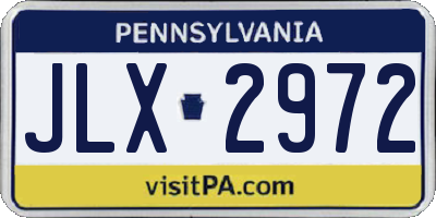 PA license plate JLX2972