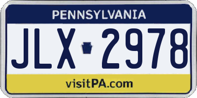PA license plate JLX2978