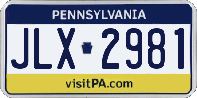 PA license plate JLX2981