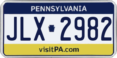 PA license plate JLX2982