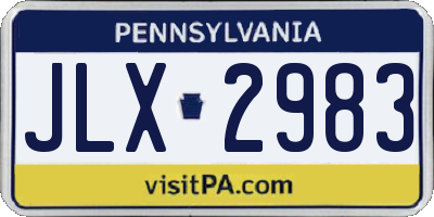 PA license plate JLX2983