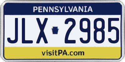 PA license plate JLX2985