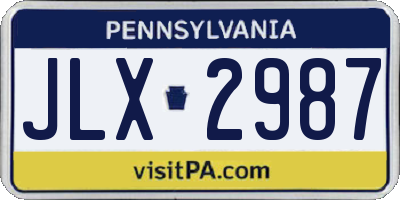 PA license plate JLX2987