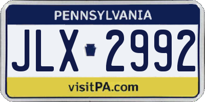 PA license plate JLX2992