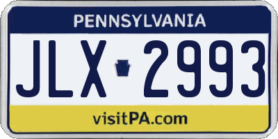 PA license plate JLX2993