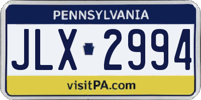 PA license plate JLX2994