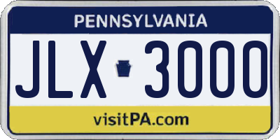 PA license plate JLX3000