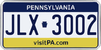 PA license plate JLX3002